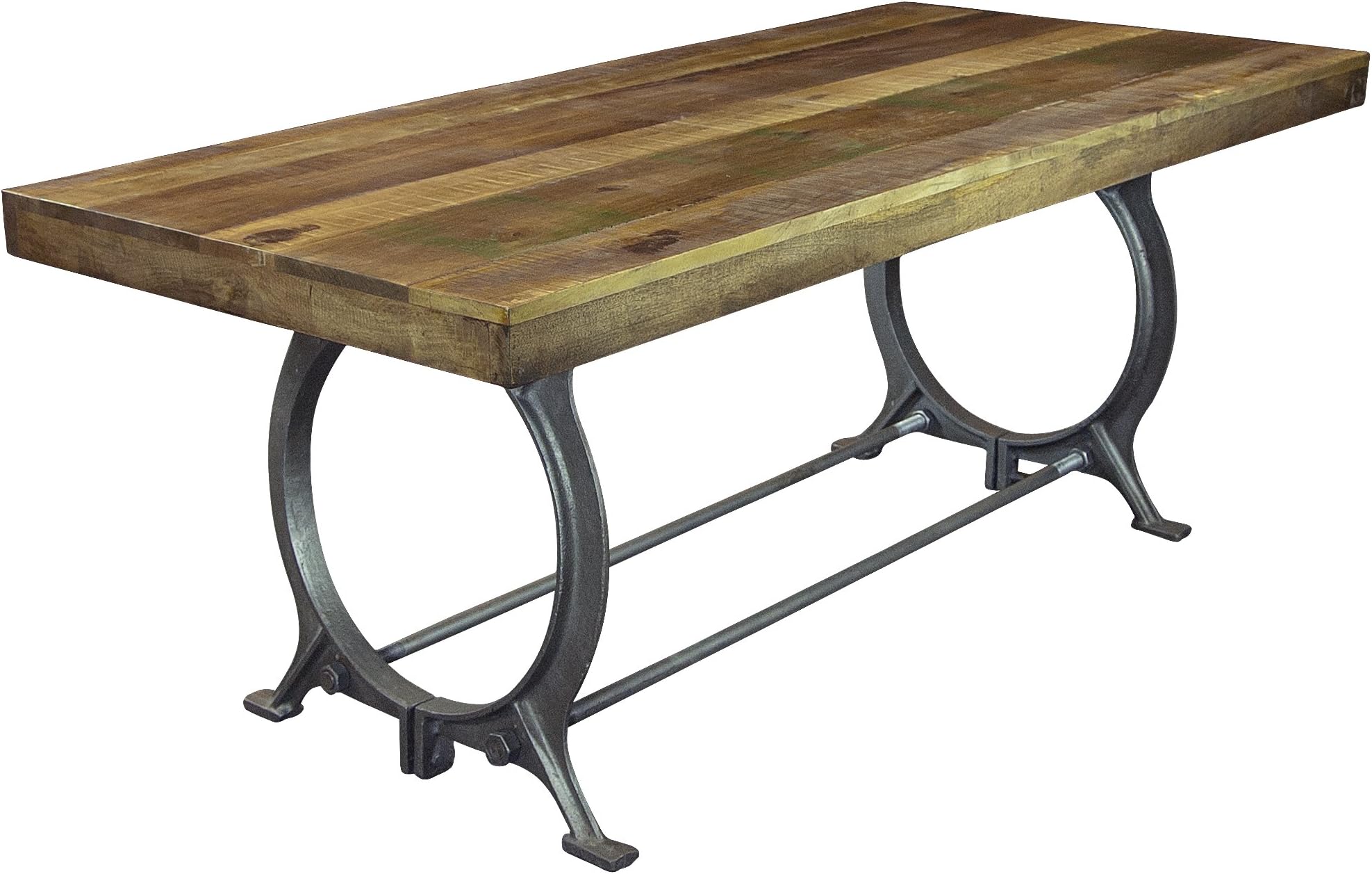 Natural Reclaimed Wood Dining Table with Iron Base