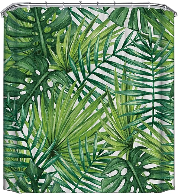 Famibay Mould Proof Fabric Shower Curtain for Bath Waterproof Bathroom Curtain with Hooks (3D-Rainforest)