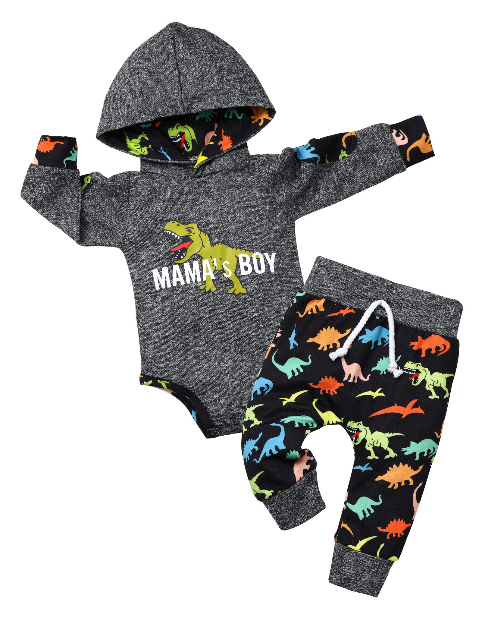 Fommy Newborn Baby Boy Clothes Plaid Letter Print Long Sleeve Hoodies + Long Pants 2PCS Fall Winter Outfits Set