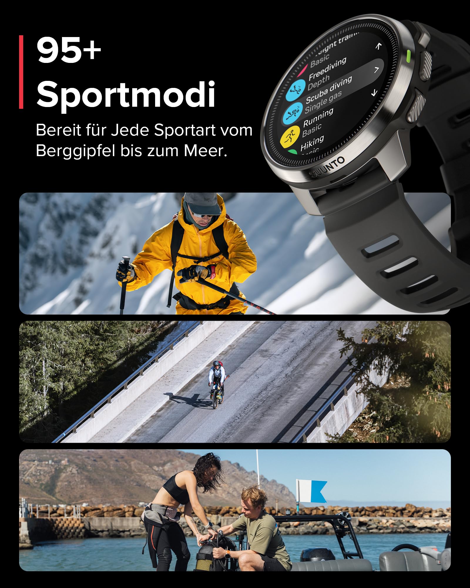 SUUNTO Ocean Tauchcomputer, GPS-Multisportuhr, wasserdicht bis 100 m | Routenverfolgung unter Wasser, kabellose Tankdrucküberwachung, Dualband-GNSS, Offline-Karte, 16 Tage Batterielaufzeit