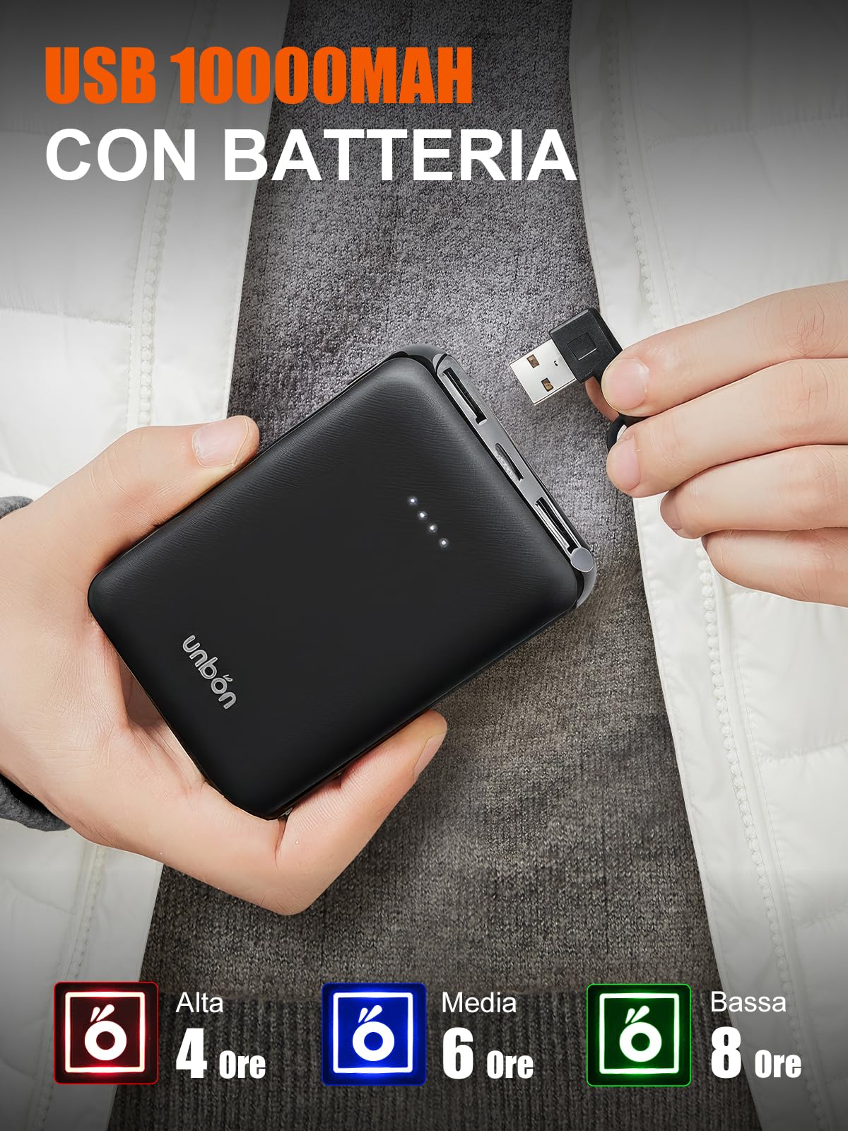 UNBON Gilet Riscaldato Donna, Giubbotto Riscaldato Donna con Batteria USB 10000mAh, Giacca Riscaldata con 3 Temperatura 6 Zone di Calore, Gilet Giubbotto Termico Riscaldante Invernale