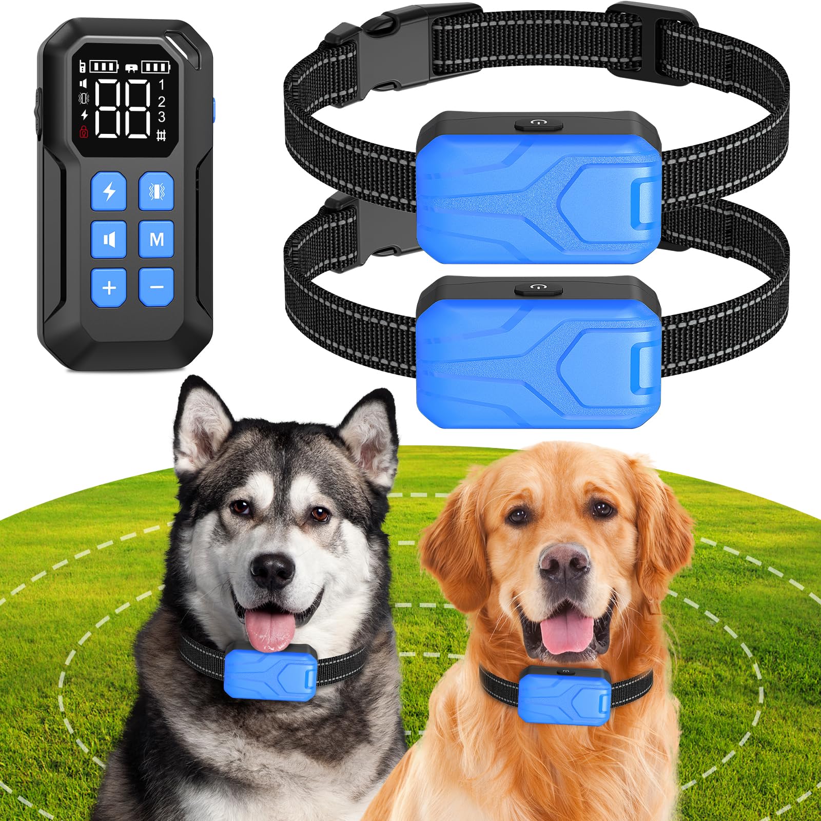 Wireless Dog Fence for 2 Dogs, Wireless Fence for Dogss, Electric Dog Fence, Electric Fence for Dogs, 2 in 1 Wireless Dog Fence System with Waterproof and Rechargeable Dog Training Collar