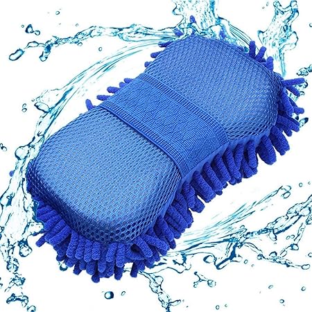 APzone 2 in 1 Microfiber Car Washing Gloves Car Cleaning Sponge Car Window Cleaning Brush (1PCS) (Multicolor)