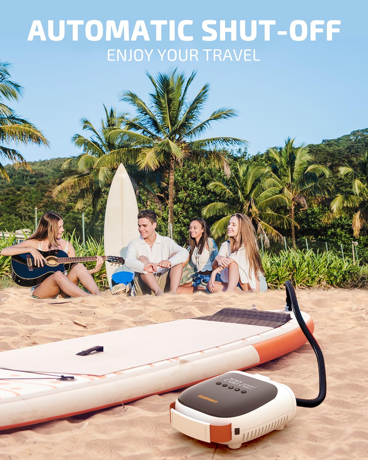 Swonder Pompe à planche à pagaie électrique 20 psi, compresseur d'air portable avec arrêt automatique