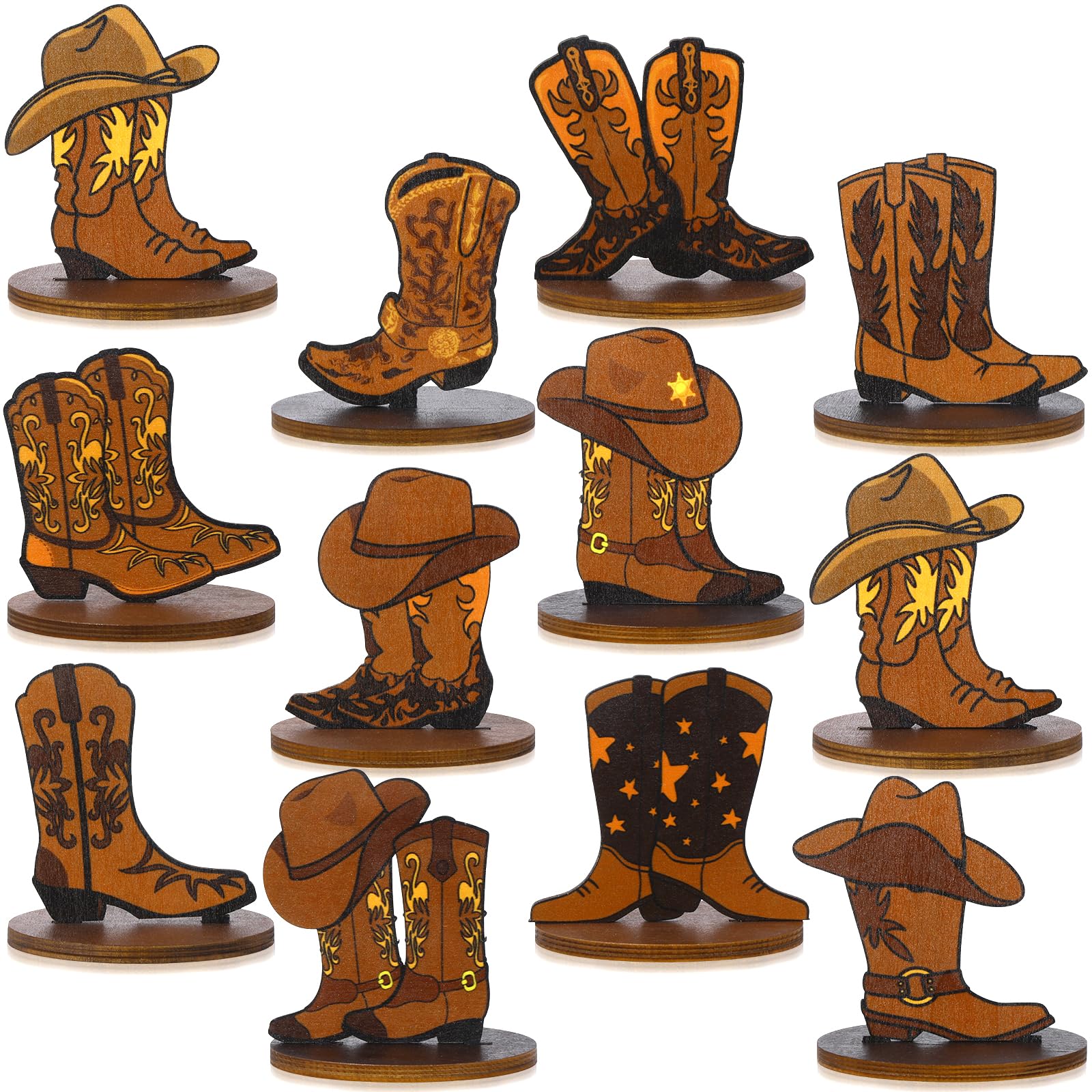 Photo 1 of 12Pcs West Cowboy Centerpieces Western Theme Birthday Party Decorations Western Cowboy Boots Table Centerpieces West Boots Stand Tabletop Decor for Baby Shower Birthday Party Favors Supplies