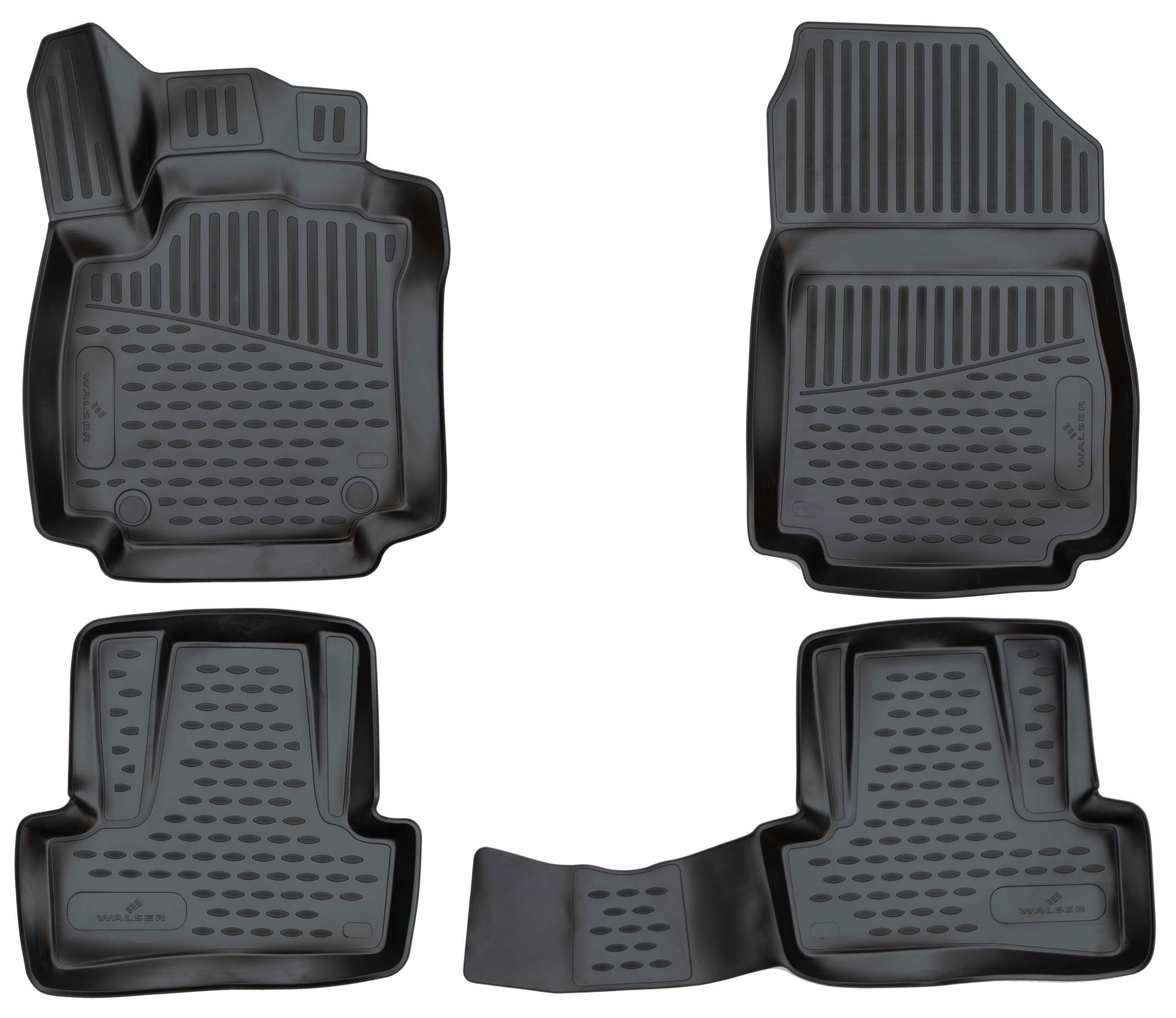 WALSER XTR Gummi Fussmatten Auto für Renault Clio 4 (BH)/Clio 4 Grandtour (KH) 11/2012-08/2021, 100% passgenaue Auto Fußmatten, robuste Universal Fußmatte Auto, Gummimatten Auto