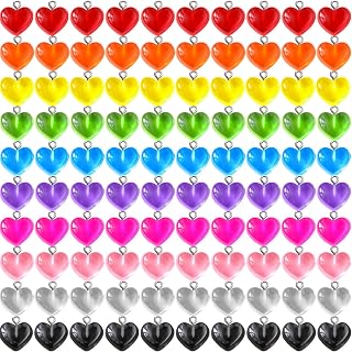 Hicarer 50pcs Colorful Gummy Heart Charms Pendants - 10 Vibrant Colors for DIY Necklaces, Earrings, Keychains & Jewelry Crafts