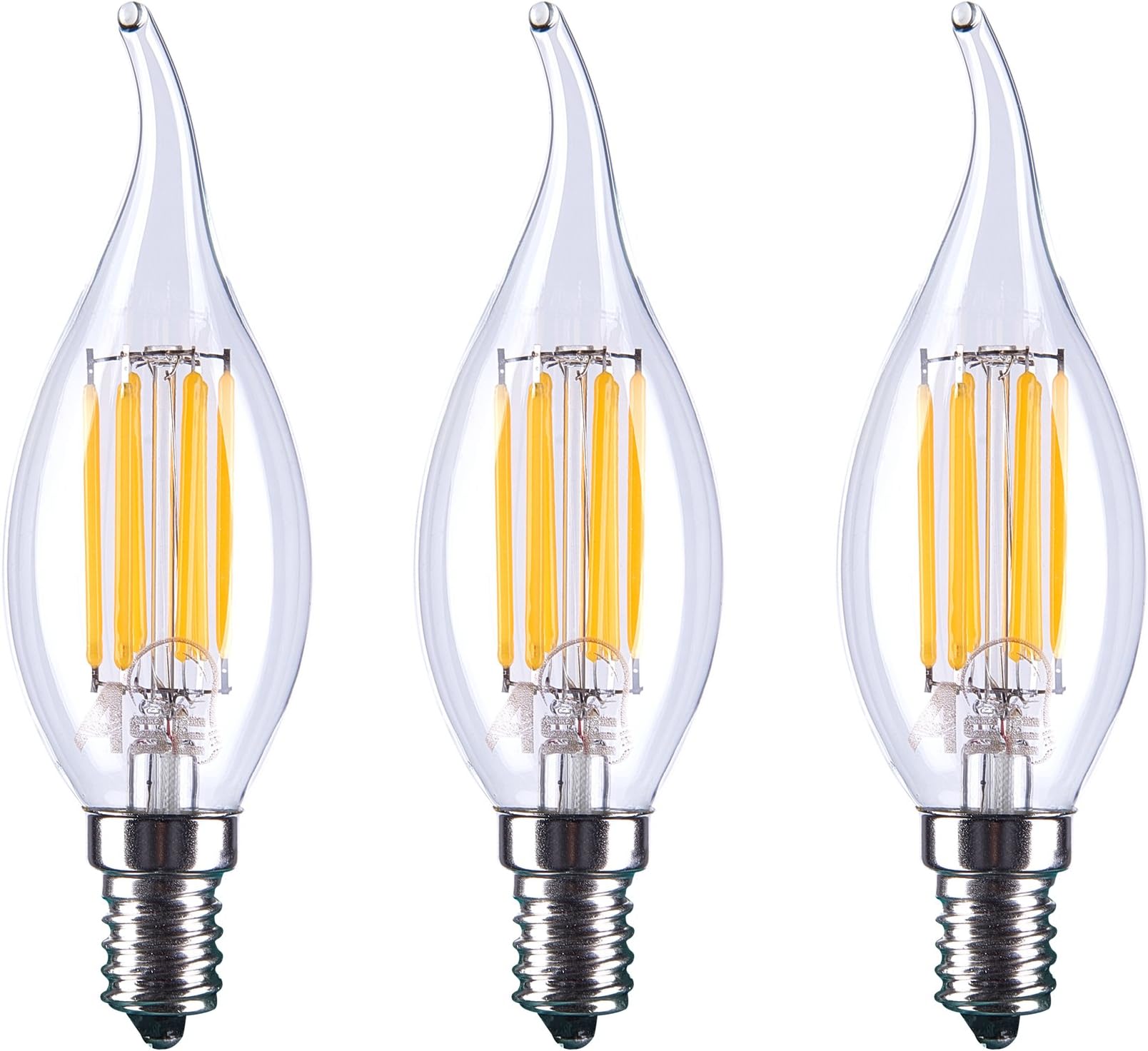 ASELIGHT 4W C35 Dimmable Vintage Led Candle Bulb,2200K 400 Lumens Transparent Glass E14 Screw C35, Replace 40W 220V Halogen Lamp,Warm White Bulb C35A-4W-2200K,Pack of 3 [Energy Class A++]