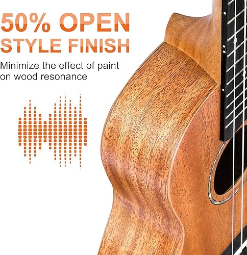 Miniatura 3 de Vangoa Ukelele de concierto para principiantes, caoba de 23 pulgadas, ukelele para principiantes adultos con kit completo, ukelele hawaiano para