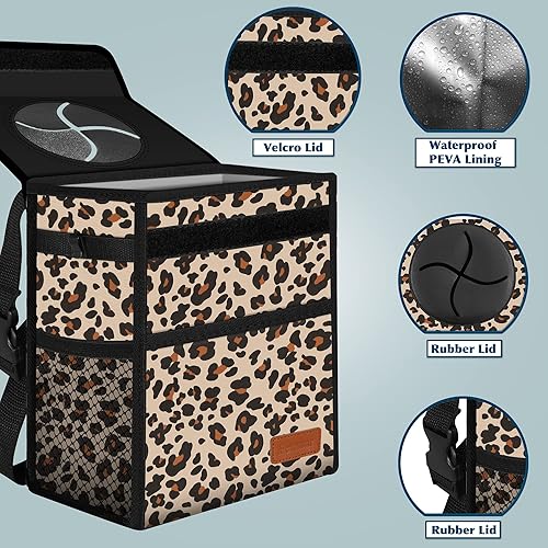 Miniatura 5 de Basurero para automóvil, bolsa de basura impermeable, con tapa, para asiento delantero de SUV, multiusos, para colgar en reposacabezas, plegable y