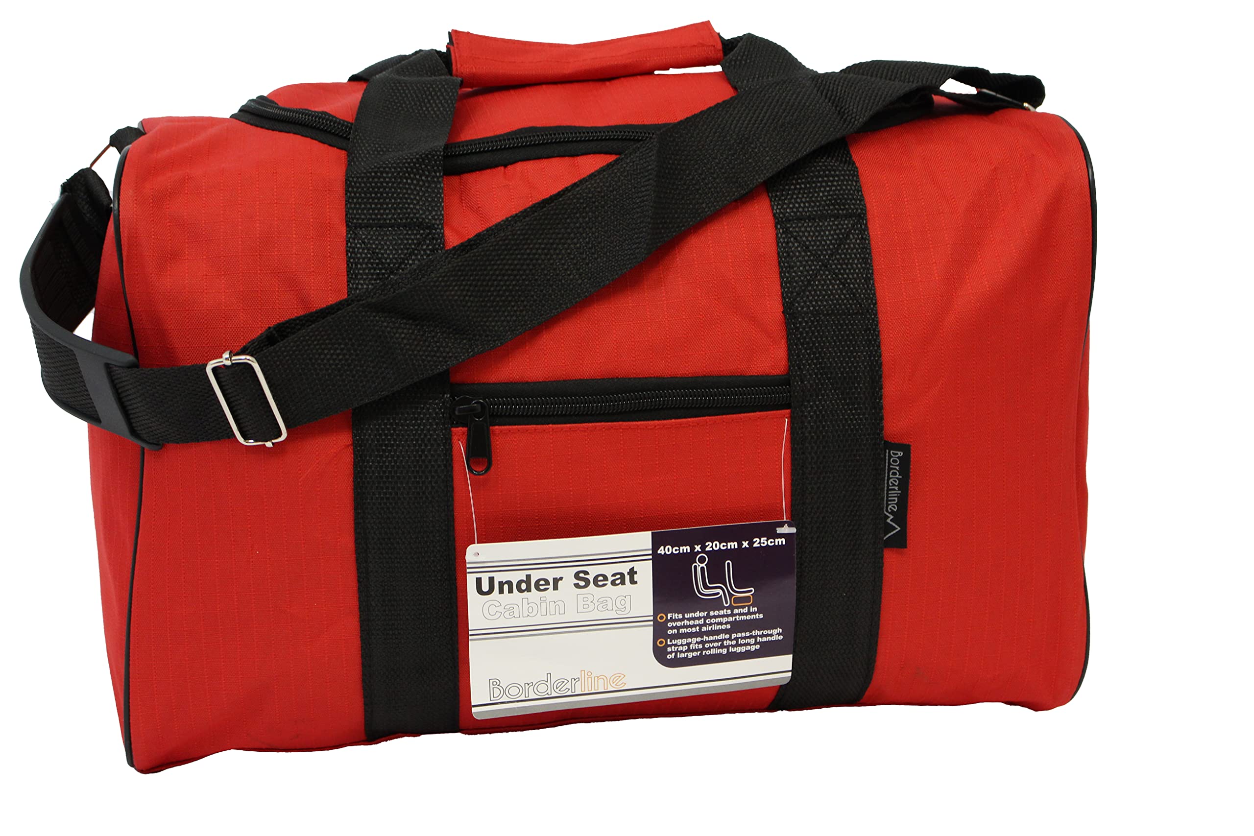 BorderlineUnder Seat Lightweight Travel Bag | Cabin Approved Under Seat Bag | 14L Cabin Bag Holdall (Red)