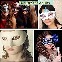 Vista 3 de 14 PCS DIY White Masks Paper Half Face Masquerade Masks Craft Mardi Gras Mask Paintable Blank Halloween Party Mask