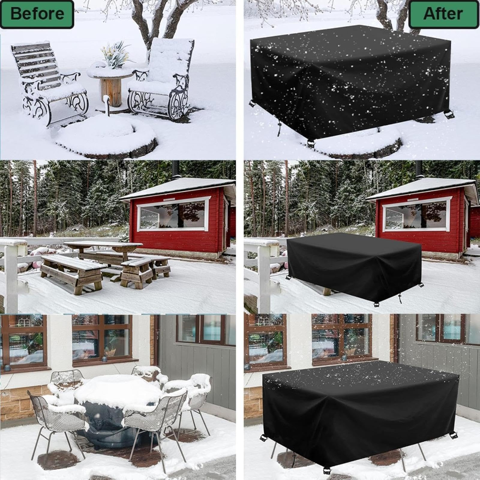 Bache Salon de Jardin Exterieur Impermeable 210x190x80cm/LxWxH Housse de Protection Salon de Jardin, 600D Oxford Housse de Table de Jardin avec Boucle Coupe Vent, Résistance Anti-UV, Noir