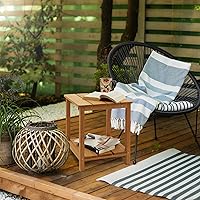 Vista 2 de Casafield Adirondack Mesa auxiliar, mesa auxiliar de madera de cedro para exteriores con estante para patio, terraza, césped y jardín, natural