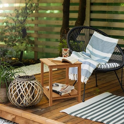 Miniatura 9 de Casafield Adirondack Mesa auxiliar, mesa auxiliar de madera de cedro para exteriores con estante para patio, terraza, césped y jardín, color espresso