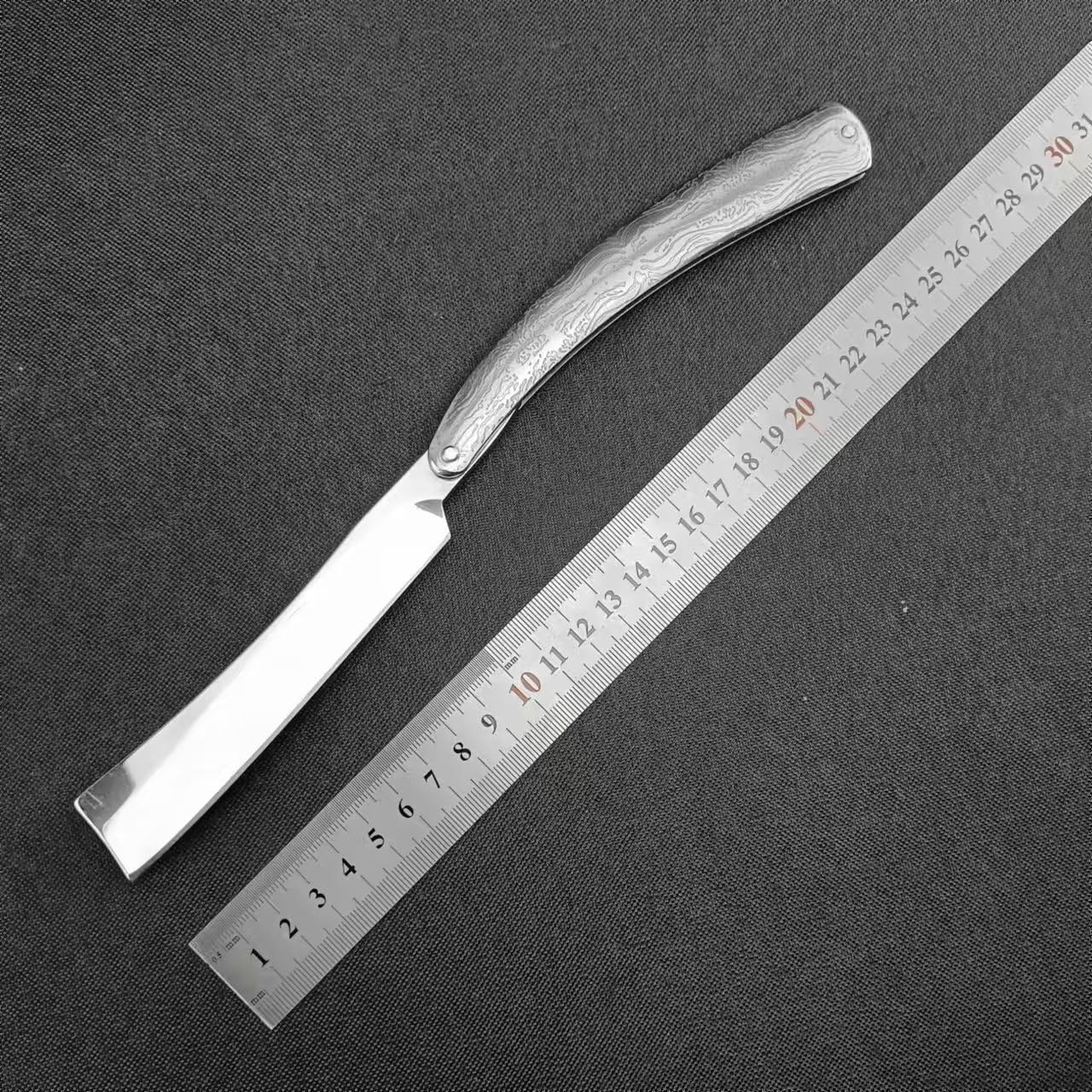 LYNSCLOCK Large Straight Razor Stainless Steel 4in Blade Shaving Men Silver