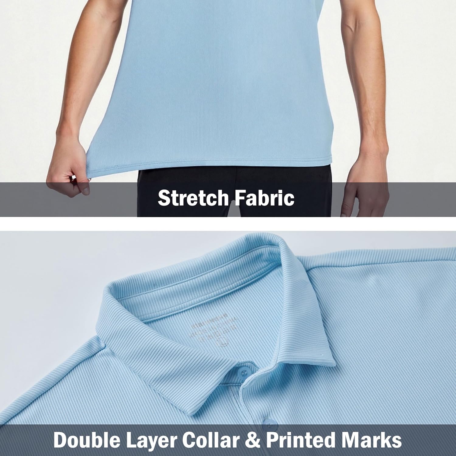 Mens Polo Shirts Short Sleeve Moisture Wicking Dry Fit Performance Collar Work Golf Polos Shirts for Men - Image 4