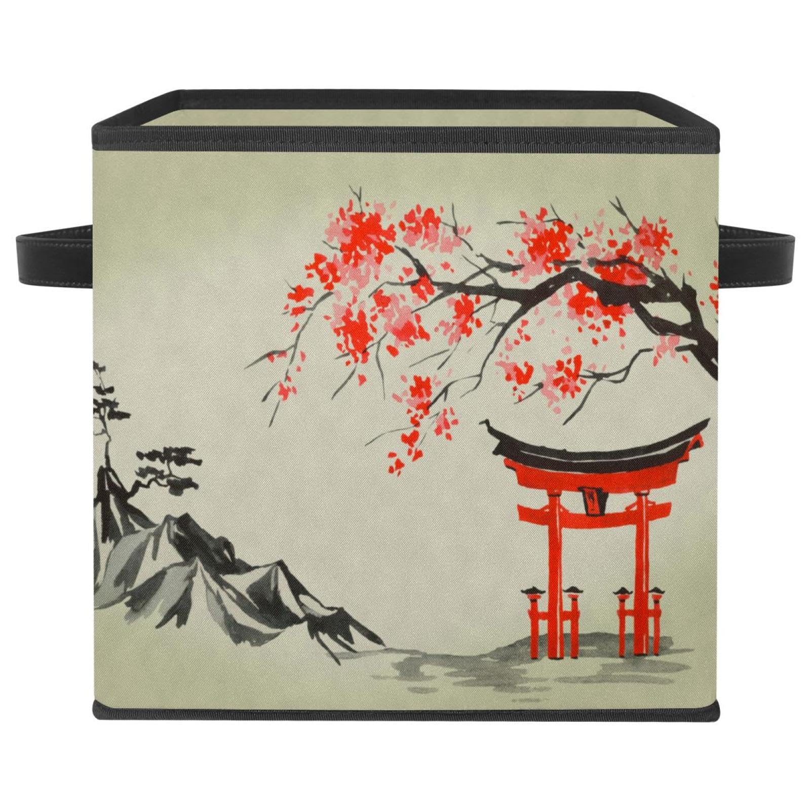 Boîte de rangement pliable en tissu cube style rétro japonais pour livres et vêtements