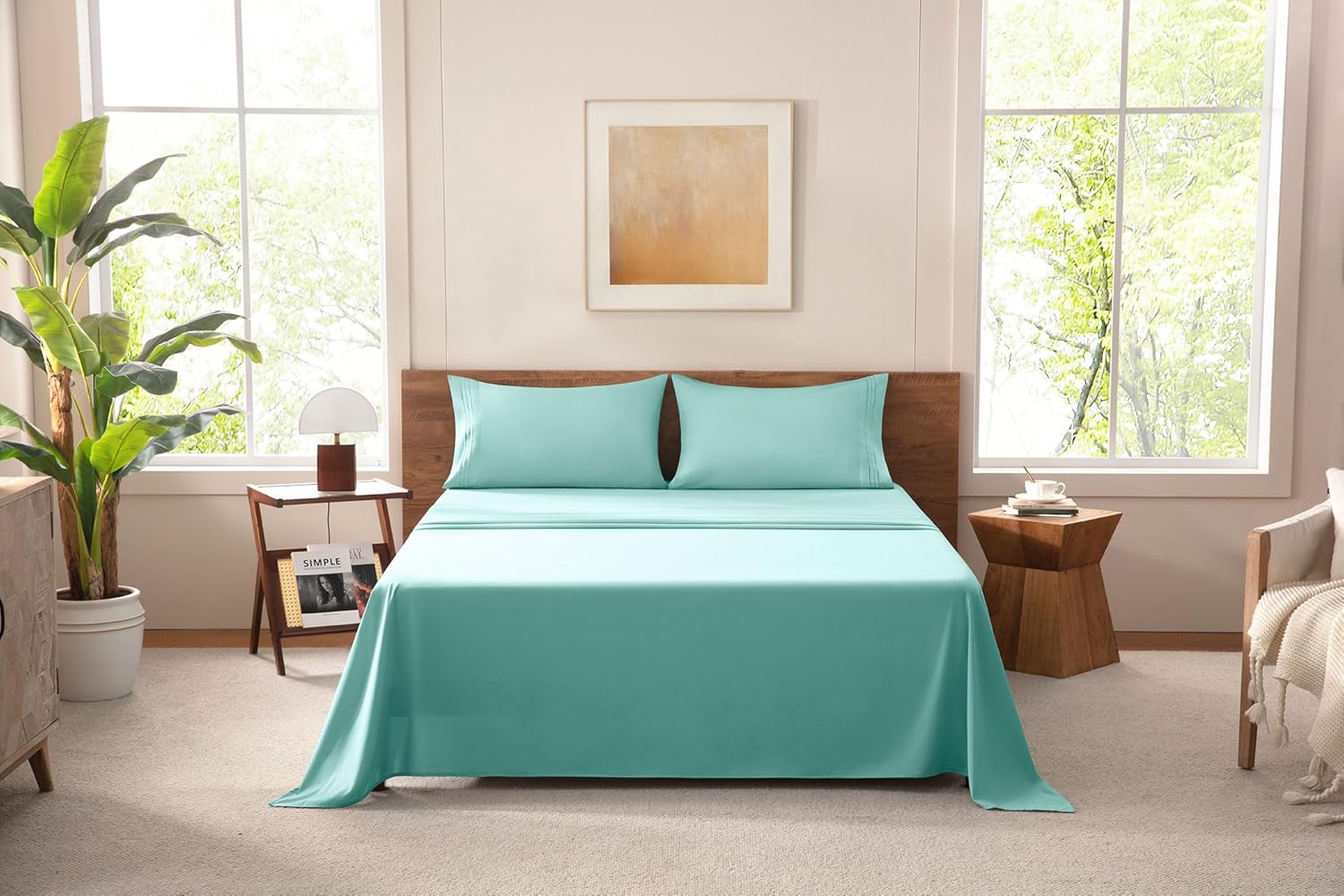 MISSQ Queen Size Bed Sheets Set - Cooling Extra Soft Wrinkle Fade Resistant Hypoallergenic - 4 Piece Hotel