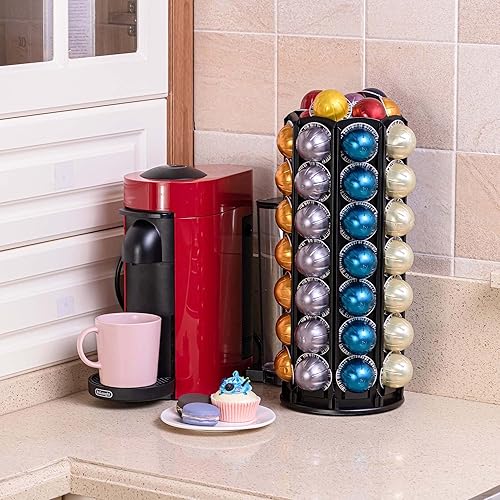 Miniatura 6 de Coffee Vertuo - Soporte de carrusel para cápsulas Nespresso Vertuo organizador de almacenamiento con espacio adicional para Coffee Mate