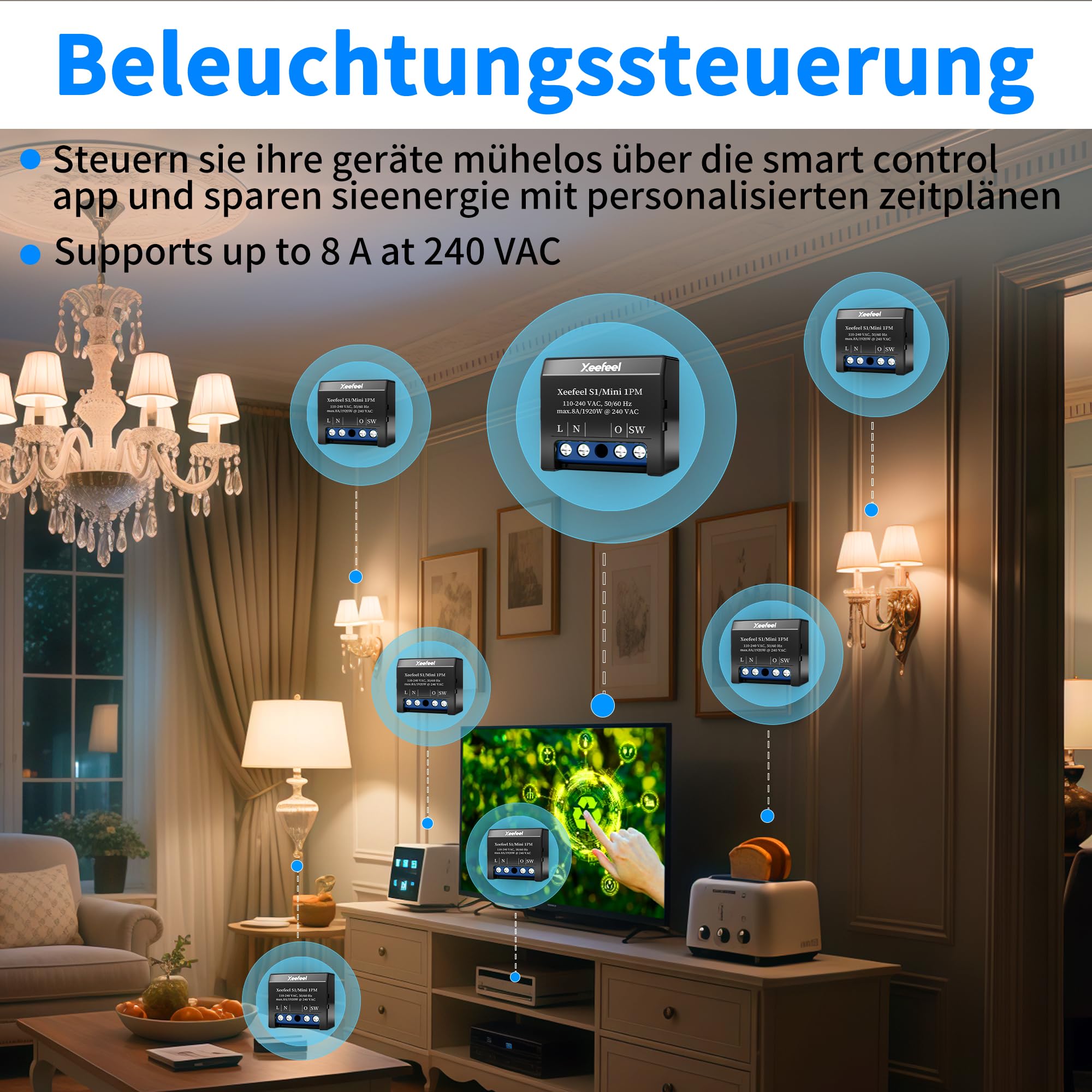 Mini interrupteur relais intelligent Wi-Fi & compteurs électriques intelligents (T3-MINI1PM, Lot de 2)