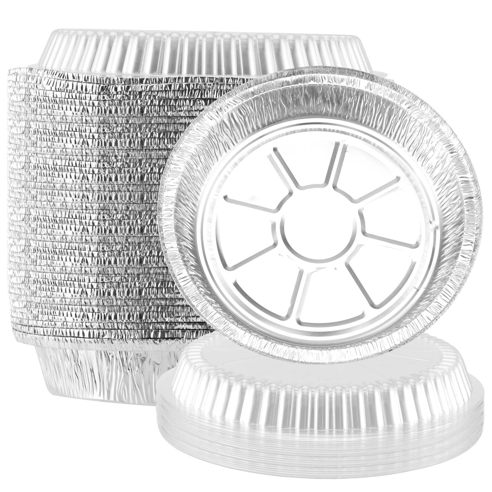 JOIKIT 30 PCS 8 Inch / 20cm Round Aluminum Foil Tin Trays with Lids, 1000ml Round Baking Foil Tin Pie Pans for Roasting, Baking, Meal Prep