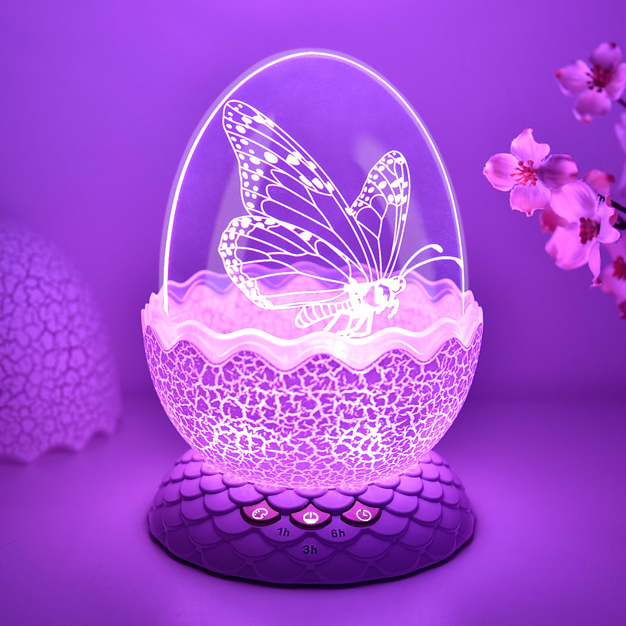 Veilleuse en forme d'œuf de papillon pour filles - 8 couleurs
