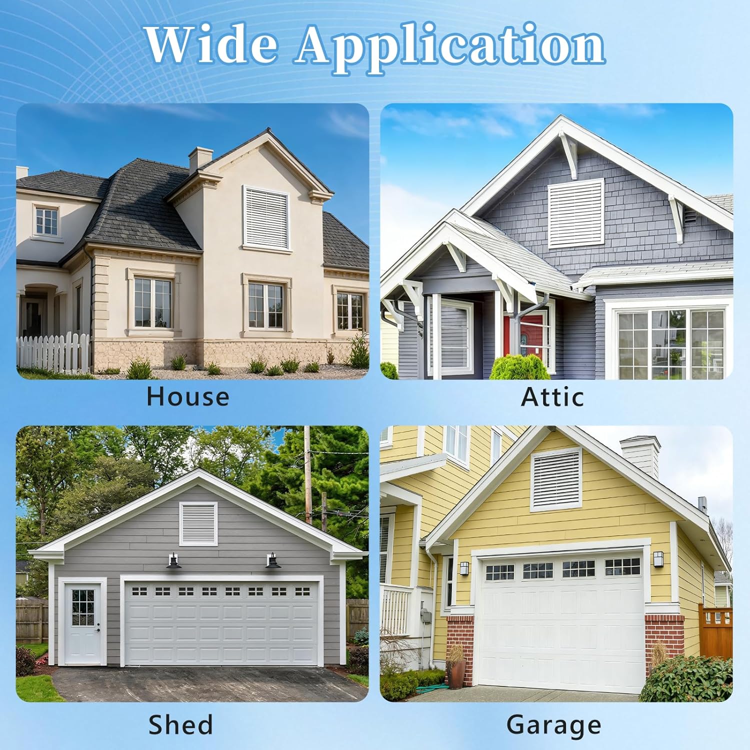 AIWFL 24" x 30" Decorative Gable Vent, Heavy Duty Attic Wall Vent Ventilation Cover Shed Vents Cover White Gable Louver Vents for Walls Crawl Space Houses Garage Home