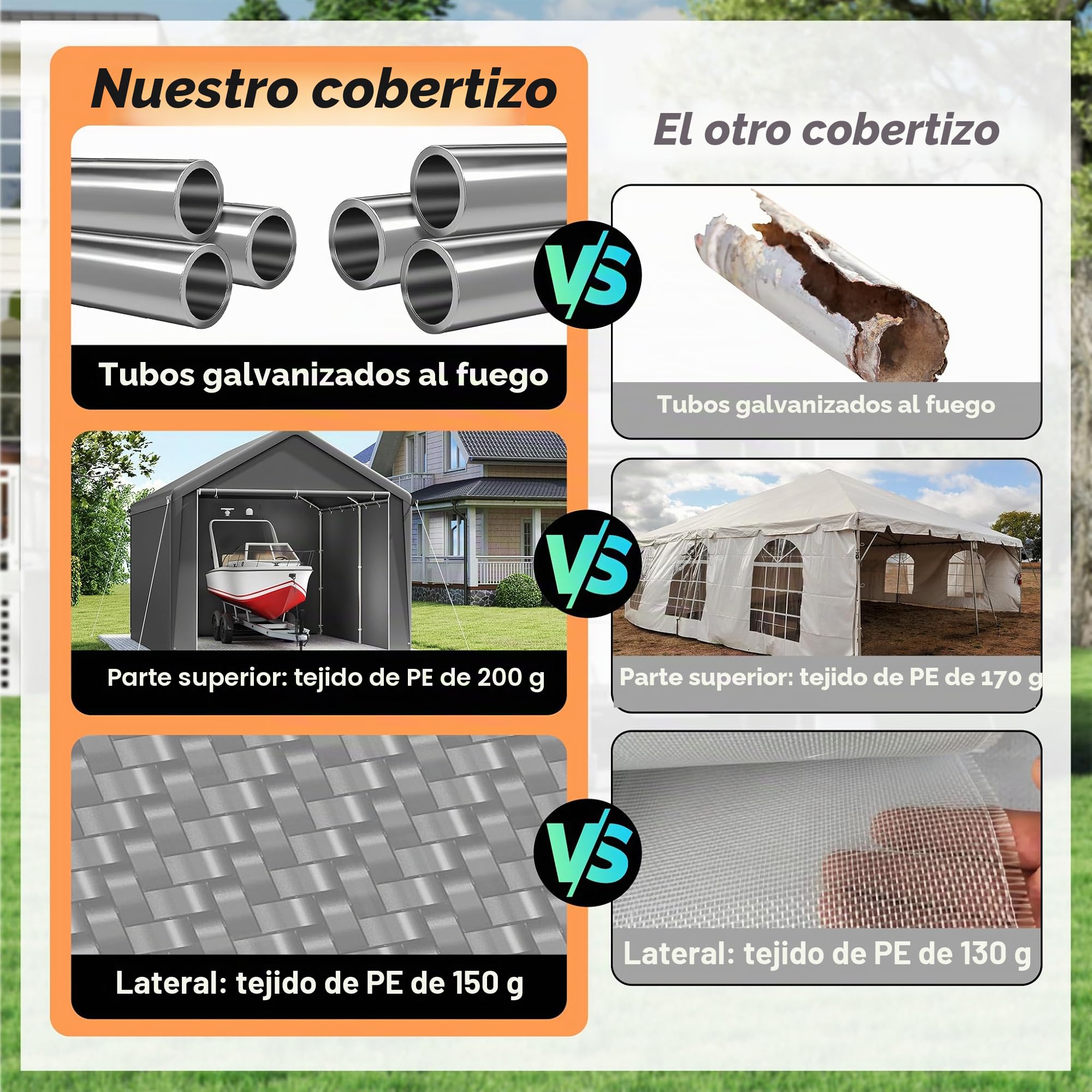 FIVMEN Caseta de jardín de 12 m³, de polietileno, con paredes laterales extraíbles, resistente al invierno, tienda de almacenamiento, para herramientas de jardín, moto, bicicleta, color gris