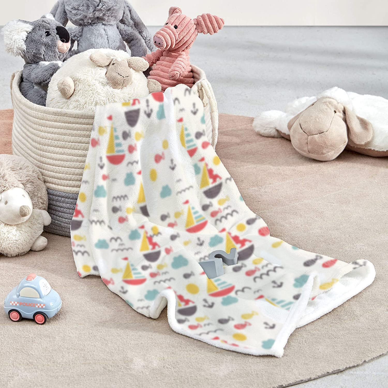 Baby Flannel Blanket - Large Lightweight Crib Blanket For Boys & Girls, Rainbow, 40x50 Inches