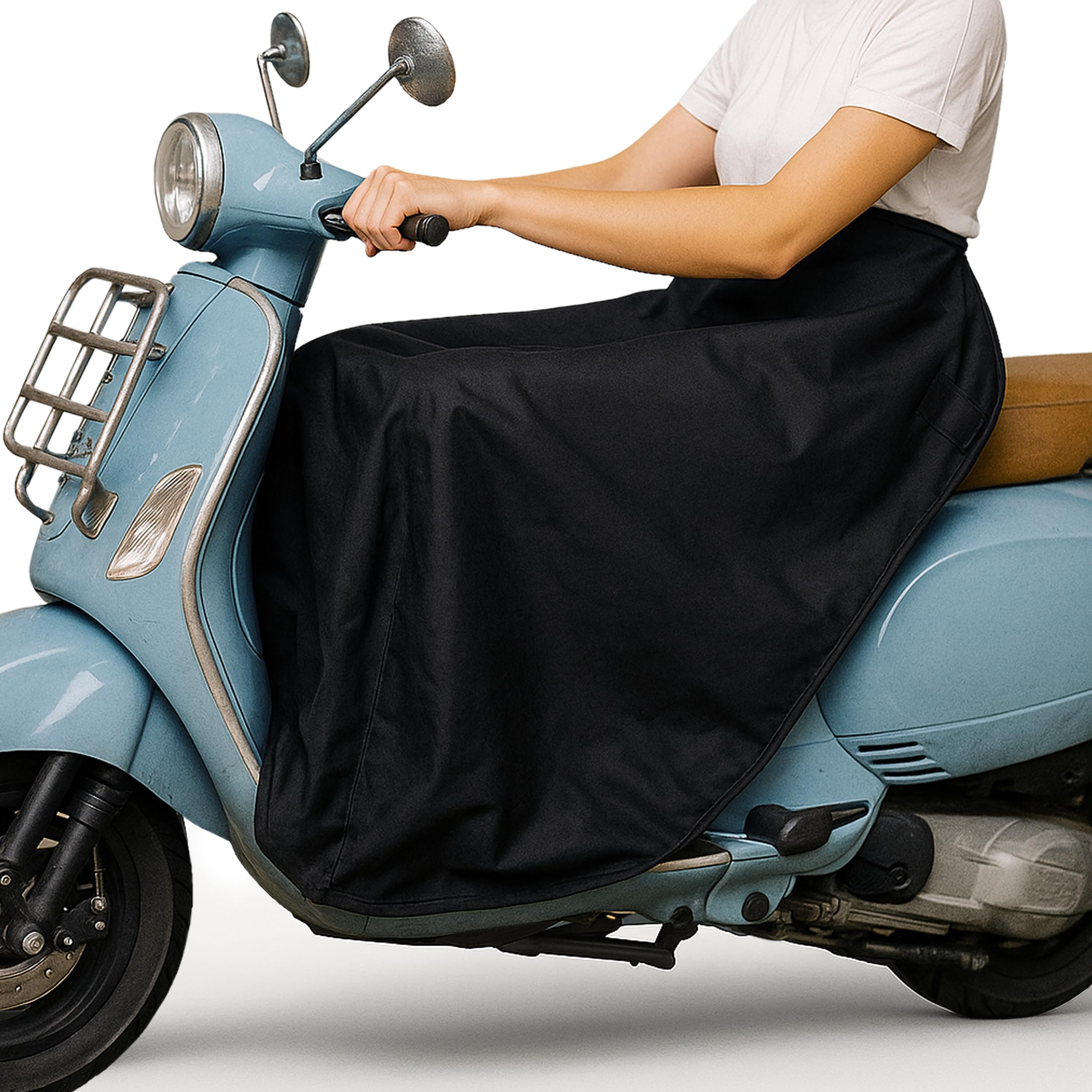 Tablier Scooter Universel, Jupe et Manchon Scooter Étanche, Protection Moto Homme Contre Pluie et Froid, Accessoires Coupe-Vent avec Bandes Réfléchissantes pour Scooter
