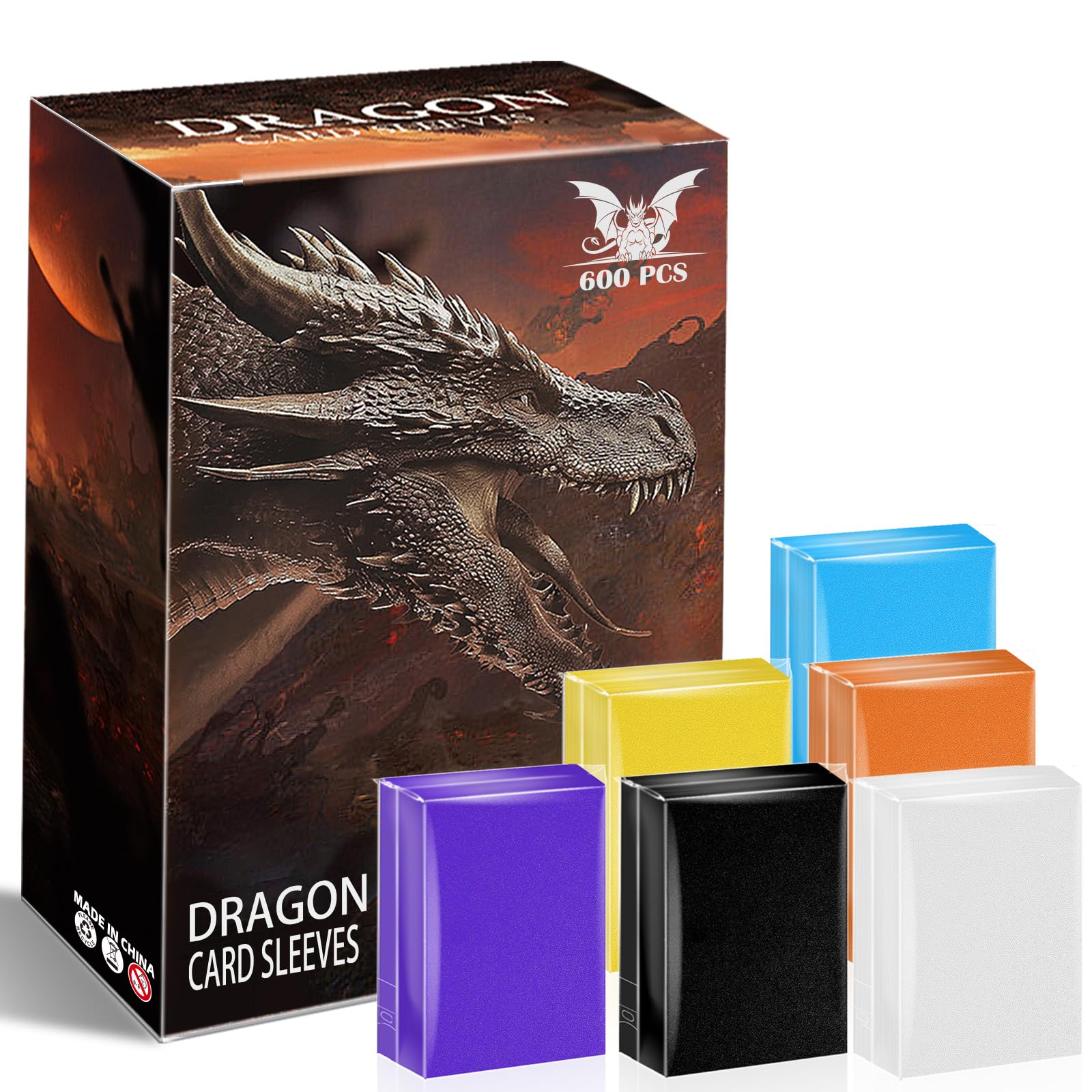 YMluky 600PS Card Sleeves for Standard Cards?Matte Baseball Card Sleeve Perfect Fit MTG Cards,Yugioh Sleeves,Magic,Football,Sport Card Sleeves(6 Colors Style 3)