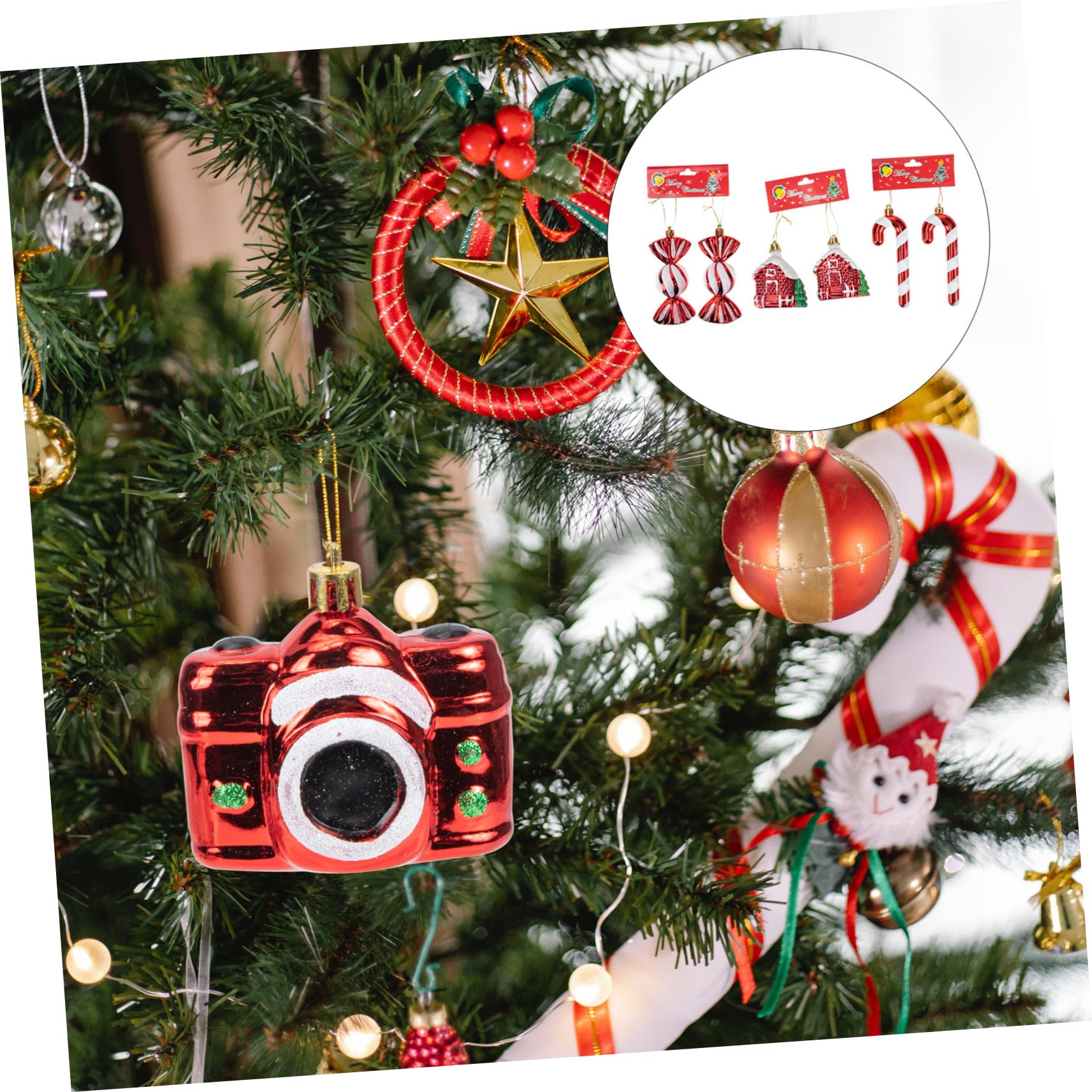 Ciieeo 2 Juegos De Colgantes para Árbol De Navidad Adornos Decorativos Rojos para El Hogar 6 Unidades.