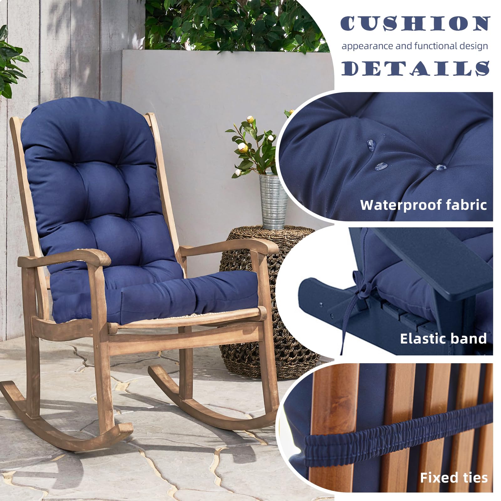 Coussin De Chaise Adirondack - Coussin Capitonné Pour Chaise à Bascule Ou Salon De Jardin - Vert - Imperméable Et Confortable Pour Extérieur