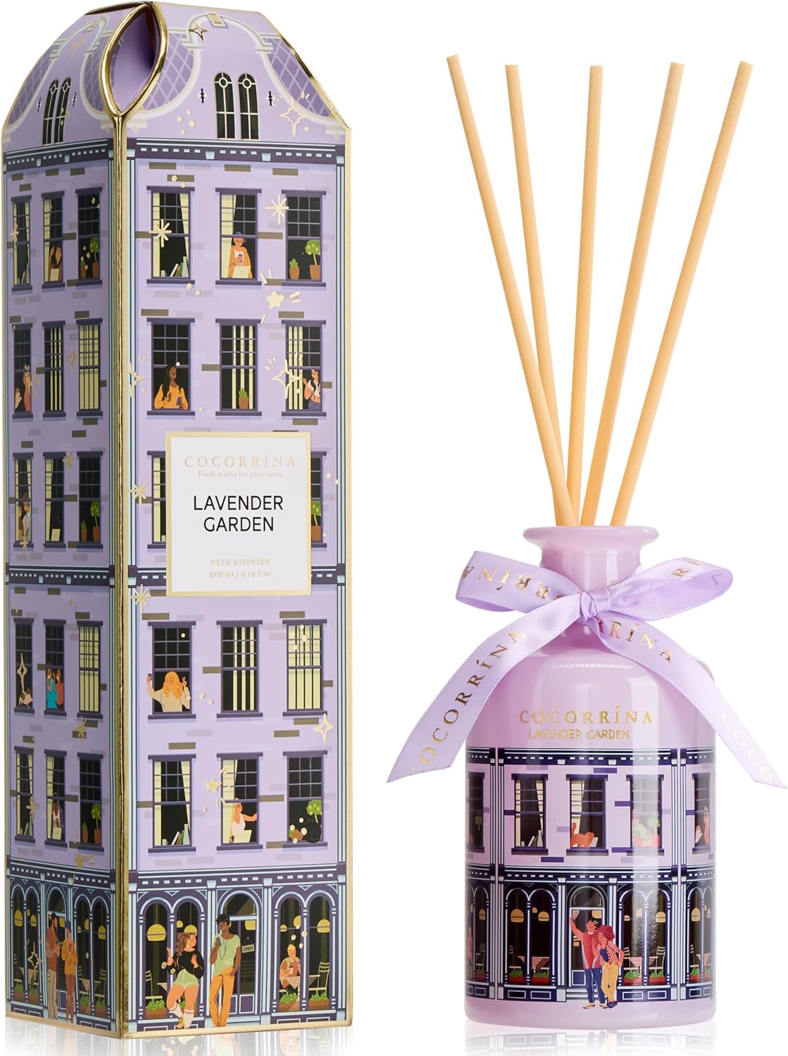 COCORRÍNA Reed Diffuser - Fresh Air 6.76 fl oz Reed Diffuser with 8 Sticks Home Fragrance Bathroom Shelf Decor (Festive House Collection)