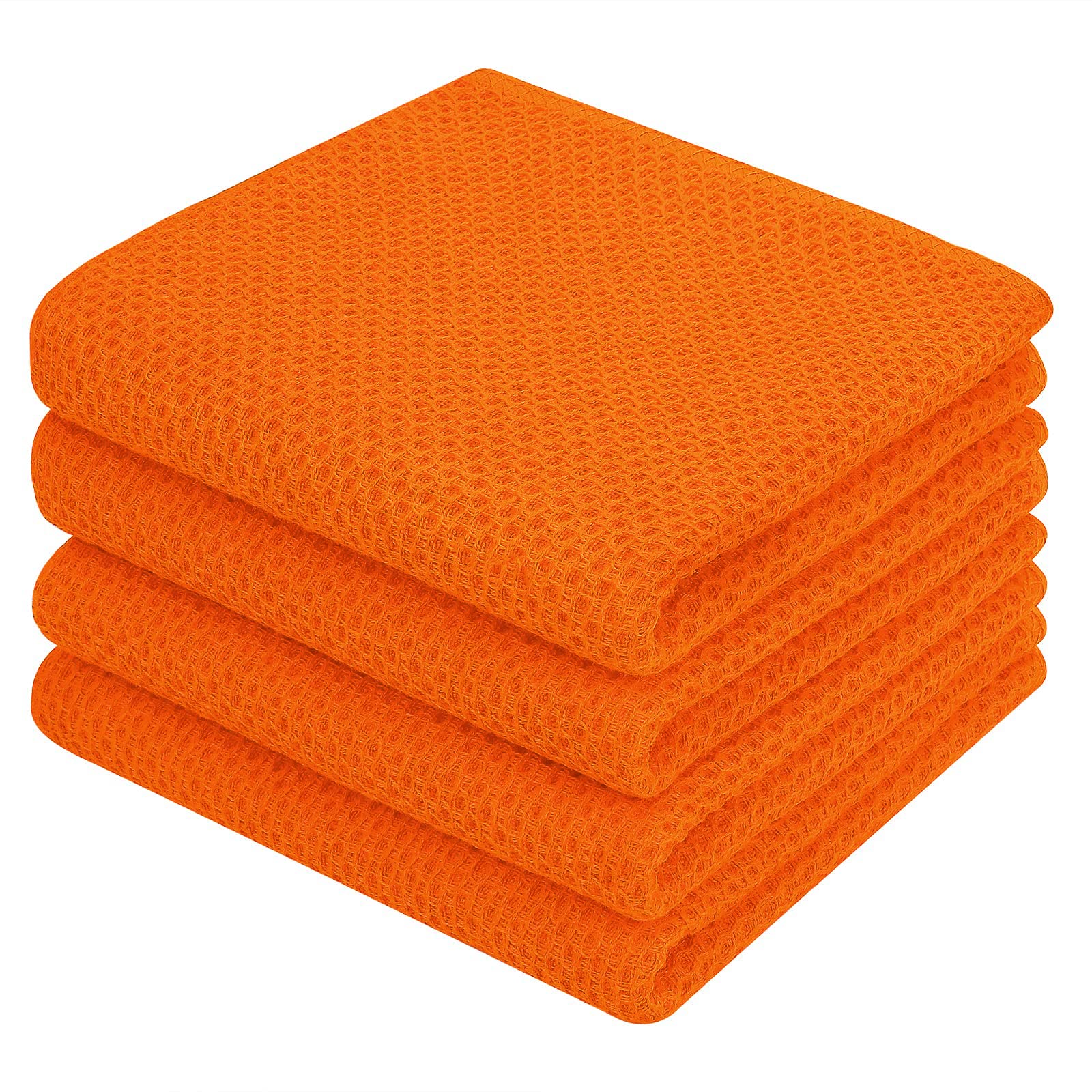 Homaxy 100% Cotton Waffle Weave Kitchen Dish Towels 4-Pack, Orange