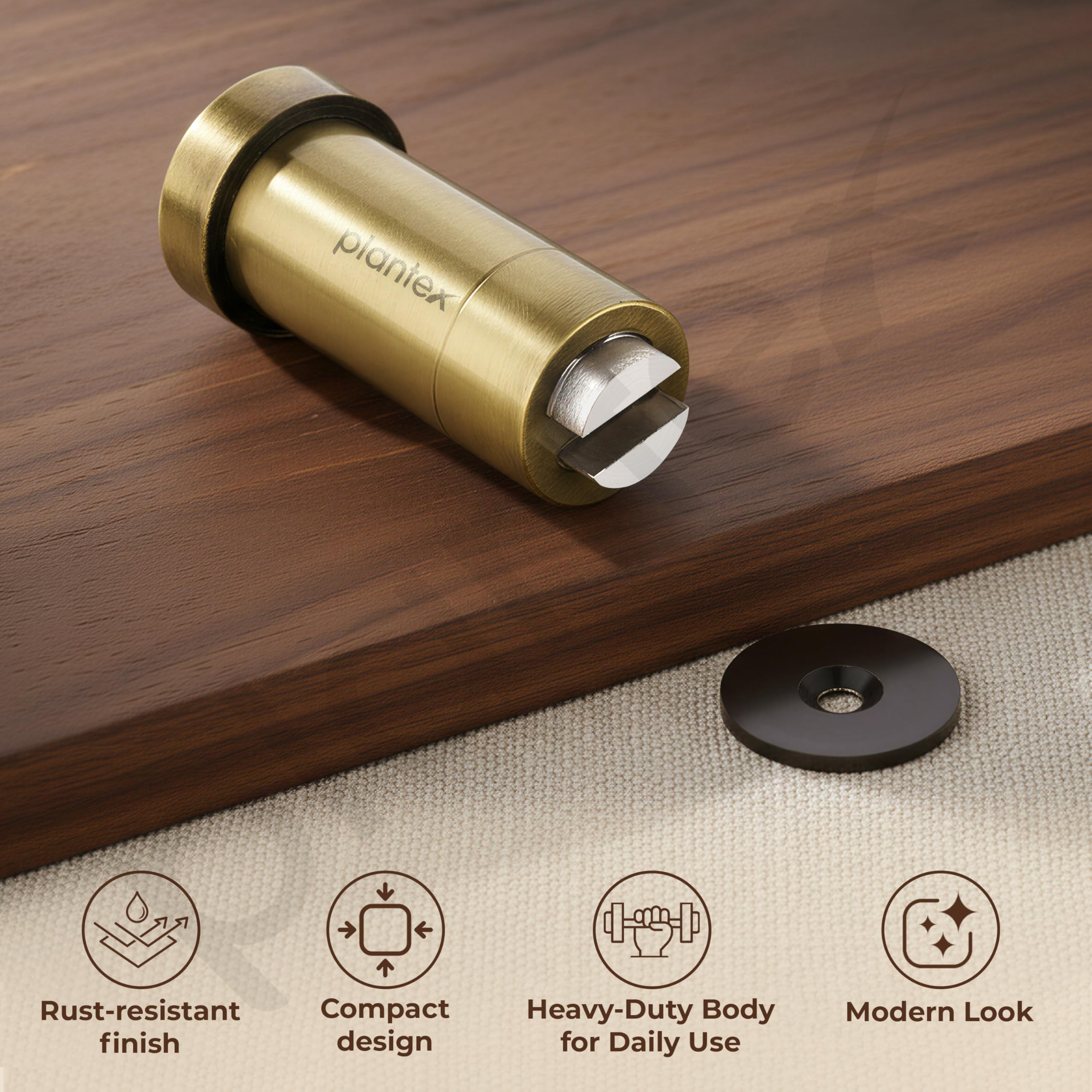 Plantex Door Back Stopper/Door Magnetic Stopper/Stainless Steel Wall Mounted Megnet Door Stops - (Brass Antique) — Amazon image 4