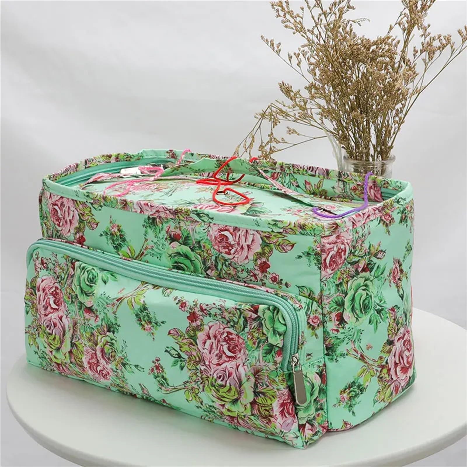 projekttasche für strickzeug Yarn Knitting Bag for DIY Needle Arts Craft Holder Tote Organizer Storage Crochet Empty Square für Wolle und Strickzubehör(10)