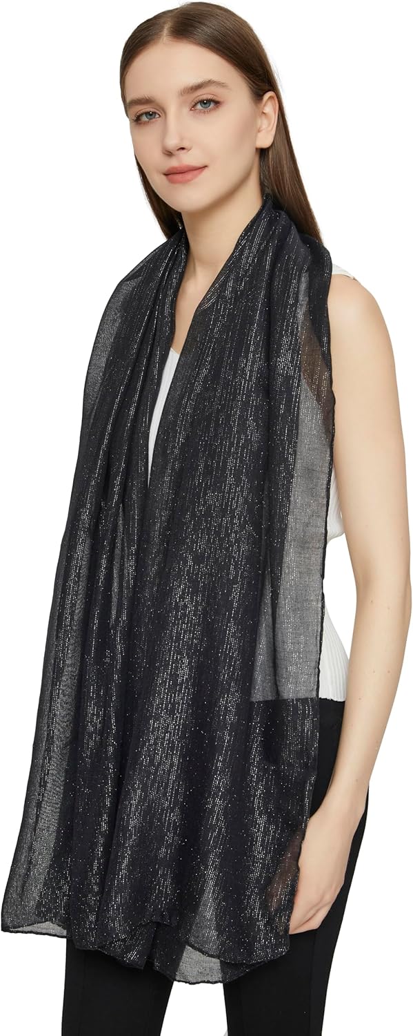 PANTONIGHT Women's Fashion Scarf Sparkling Evening Shawl Lightweight Wedding Shawl Head Scarf and Wraps for Party (2701) - Image 3