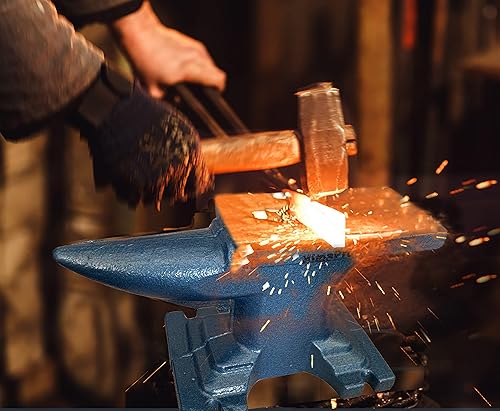 Miniatura 5 de HimaPro Yunque de un solo cuerno para herrero azul, yunque de hierro fundido de 11 libras, una maravillosa herramienta para la fabricación de joyas