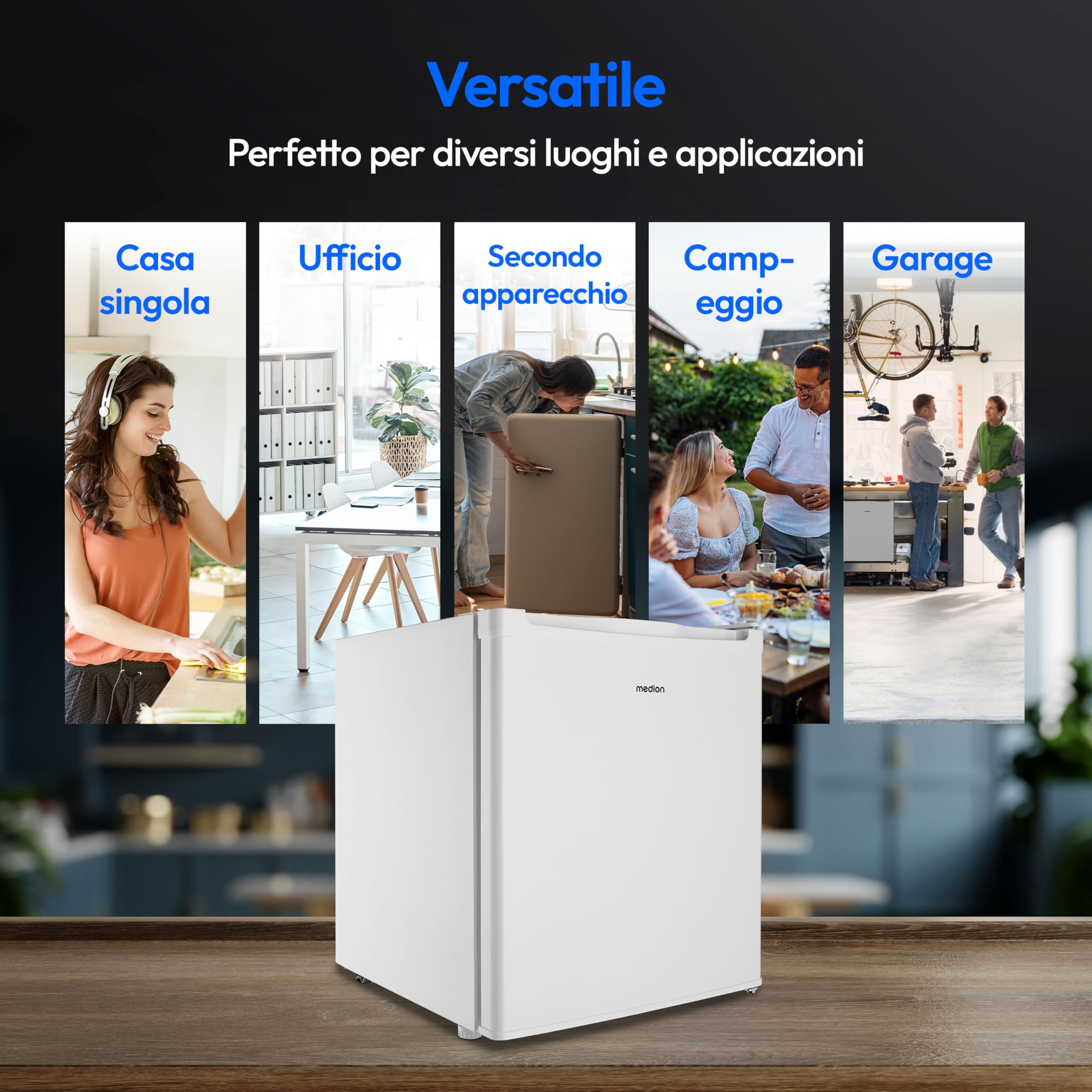 Mini congelatore MEDION (capacità 33 litri, altezza 51 cm, piedini regolabili in altezza, maniglia incassata, impostazione manuale della temperatura, valutazione 4 stelle, MD37675)