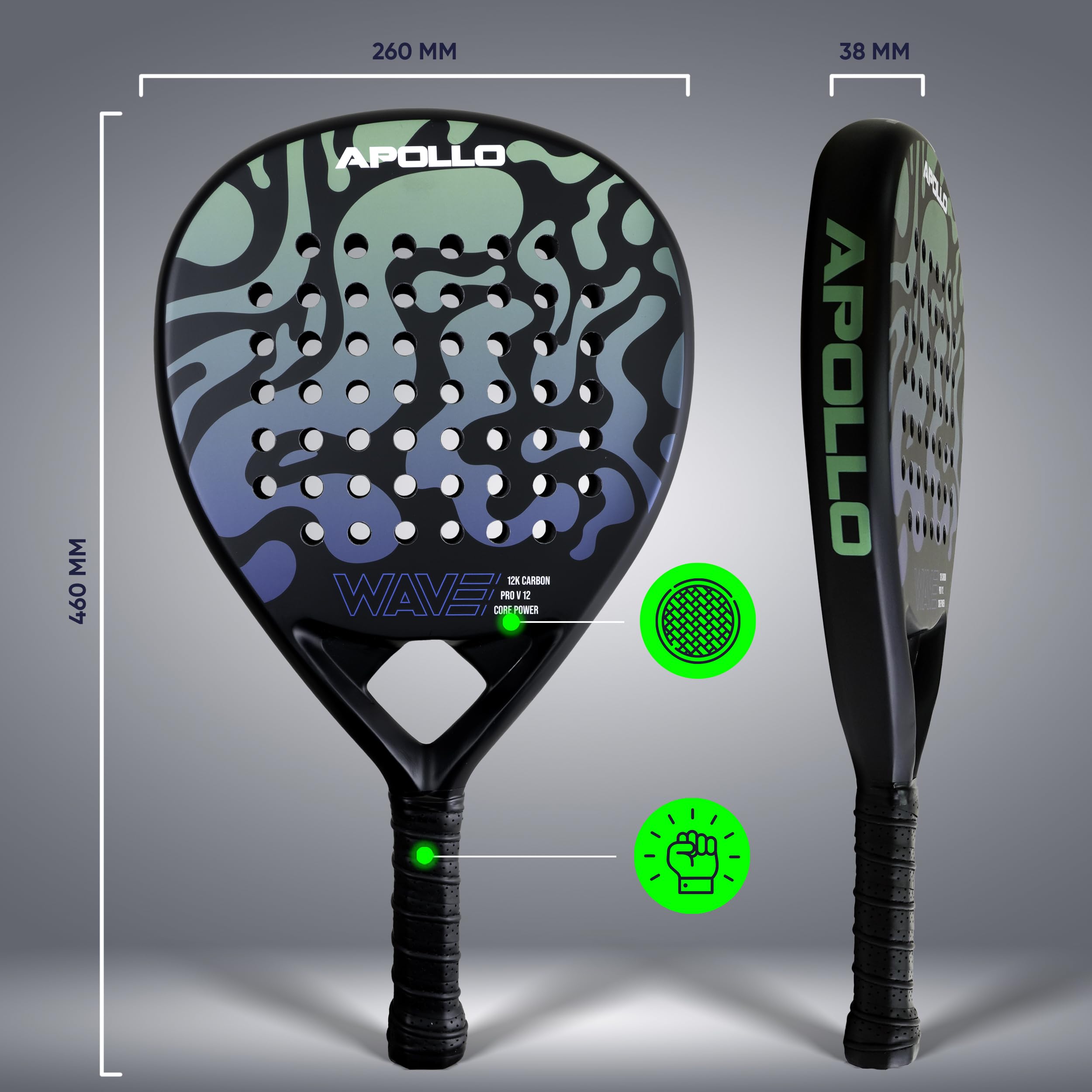 Apollo Pala de pádel - Pala de pádel para principiantes y avanzados, pala de carbono para hombre y mujer — view 2