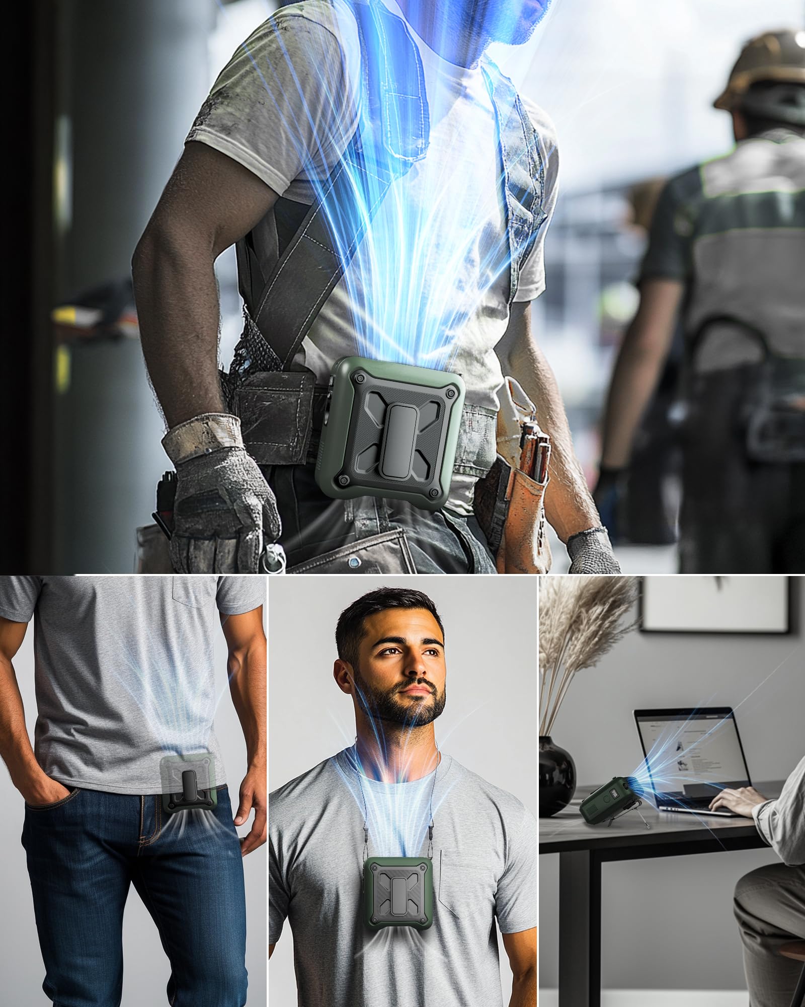 COMLIFE Mini Ventilateur Portable De Taille 6000 MAh Alimenté Par Batterie Mains Libres Avec