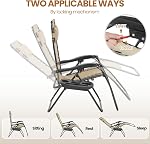 Yaheetech 3PCS Zero Gravity Recliner Portable Outdoor Reclining Chair Set w/Side Table Folding Chaise Lounge Chairs for Patio Beach Deck Garden Pool Beige