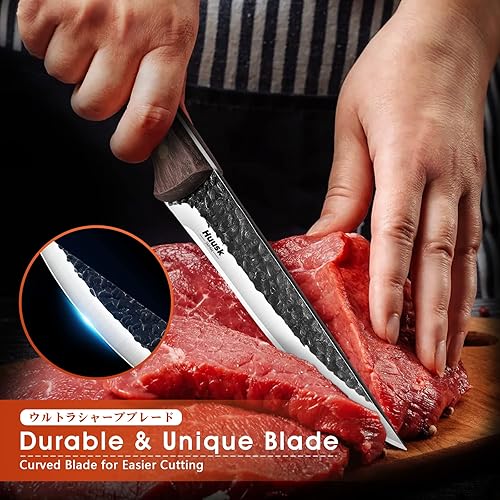 Miniatura 7 de Huusk Paquete de cuchillos de corte premium con cuchillo de deshuesado forjado a mano con funda