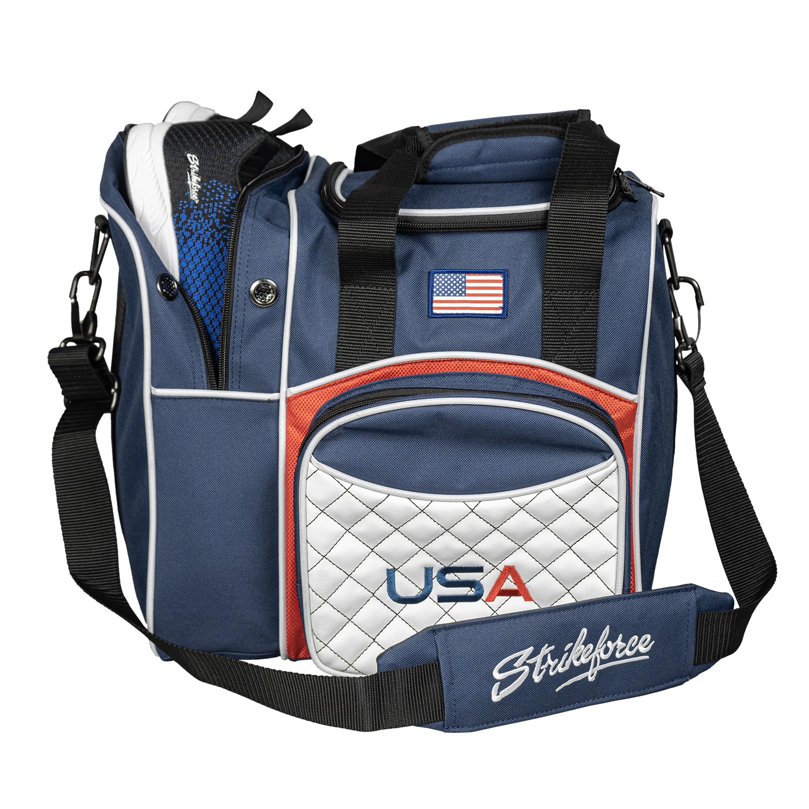 KR Strikeforce Flexx Single Tote Bowling Bag with Side Shoe Compartment and Front Accessory Compartment (USA)