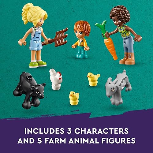 Miniatura 4 de LEGO Friends Farm Animal Santuario y tractor juguete, idea de regalo para niños, niñas y niños a partir de 6 años, juego de juguete de granja con 3
