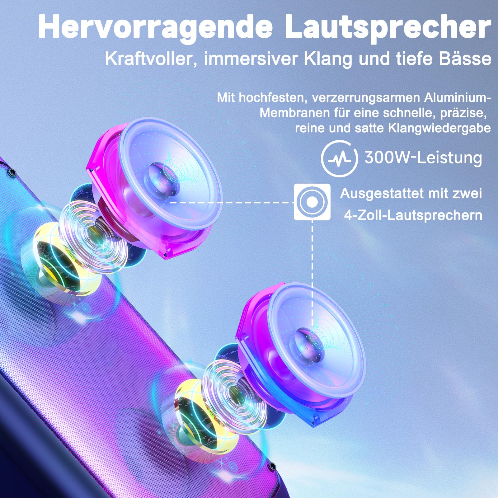 JYX Karaoke Maschine, Karaoke Anlage Mit 2 Mikrofonen, Tragbarer Bluetooth Lautsprecher Mit RGB Licht, Karaoke Box Karaoke Set, PA System Für Erwachsene, Party Box, Unterstützt TF/USB, AUX, FM, TWS