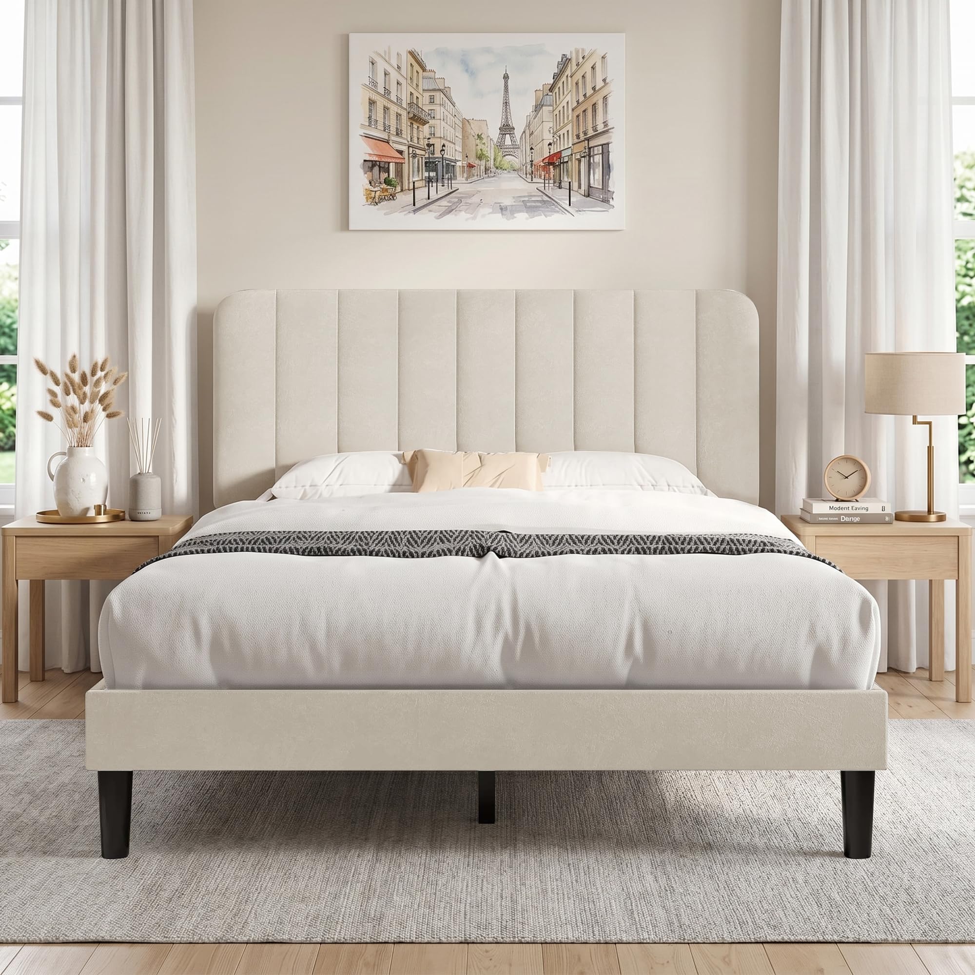 VECELO Velvet Platform Bed