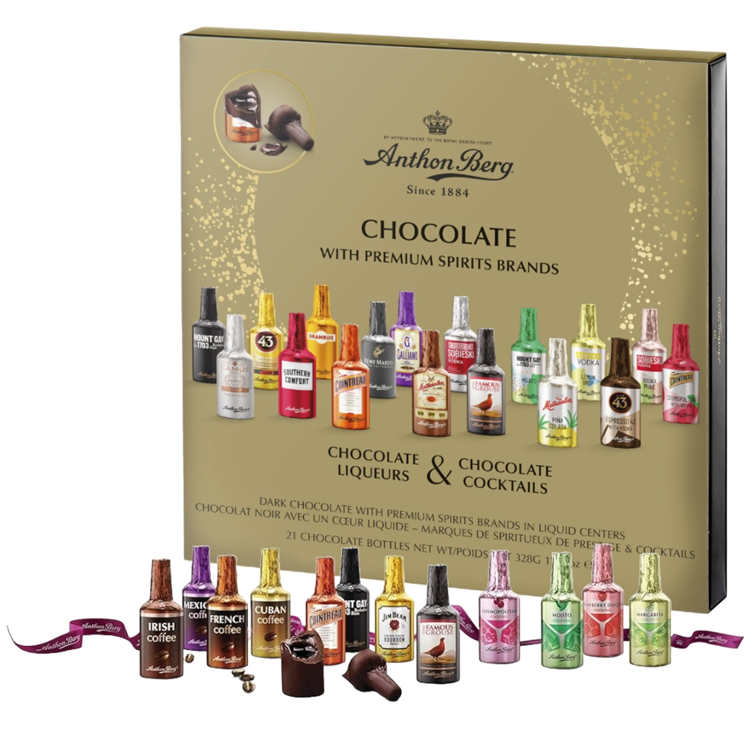 Buy Anthon Berg Liqueur Chocolate Gift 21 Dark Chocolate Liqueurs & Cocktails Miniature